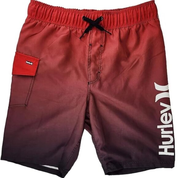 NEW Hurley Youth Swim Shorts Board Shorts Swim Trunks | Red - Picture 1 of 4